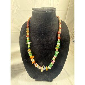 Vintage 24” Mixed Agate And Quartz Boho Beggars Bead Necklace plus bracelet lot